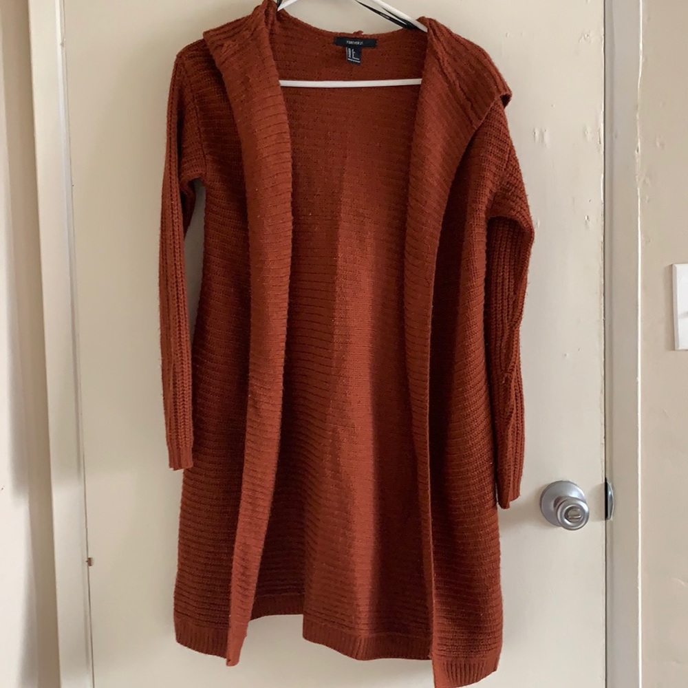 Long cardigan in copper orange